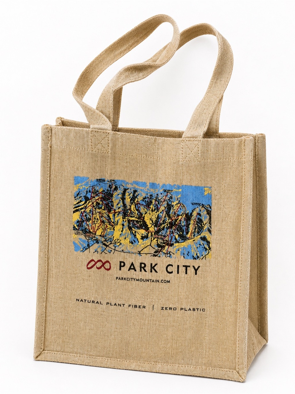 Park City Utah Jute Tote Bag Eco Reusable Market Beach Rustic Boho